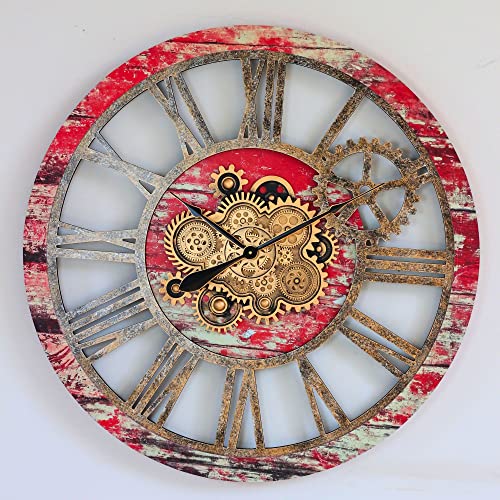 The Gears Clock 36'' Inch Real Moving Gear Wall Clock Vintage Industrial Oversized Rustic Farmhouse