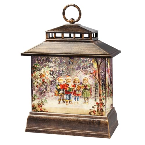 Christmas Snow Globe Lantern Water Glittering Lantern with 8 Songs & 6H Timer Romote Control Christmas Snow Globes USB & Battery Operated for Christmas Festival Decorations Gifts
