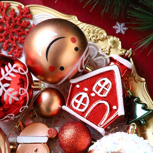 Gingerbread Man Christmas Tree Ball Ornaments Set (72 Count)