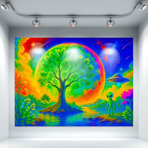Blacklight Tapestry Alien Tree UV Backdrop 78 x 59 Inch