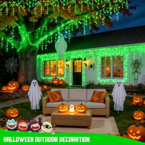 Green Icicle Halloween Lights Outdoor (38.8 Foot)