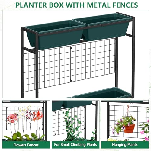 Vertical Raised Garden Beds 32.4" Tall Planter Raised Beds Boxes Patio Herb Garden Planter Outdoor with Metal Fences Legs for Small Climbing Plant Gardening Vegetables Patio Balcony Porch