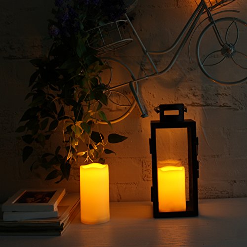 Waterproof Outdoor Battery Operated Flameless Candles Flickering Plastic Resin Electric LED Pillar Lights for Lantern Patio Garden Wedding Halloween Christmas Decorations 3x4”5”6” 3 Pack (3 Count)