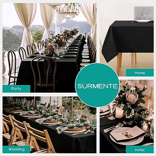 5 Pack 90x156 Inch Black Tablecloth for 8 Foot Rectangle Tables (5 Count)