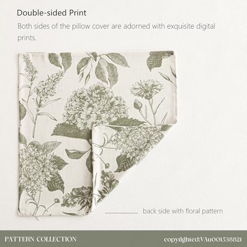 Set of 2 Linen Floral Throw Pillow Covers Neutral Vintage Print Decorative Cushion Covers Farmhouse Boho Home Decor for Sofa Chair Couch Bedroom Living Room (2 Count)