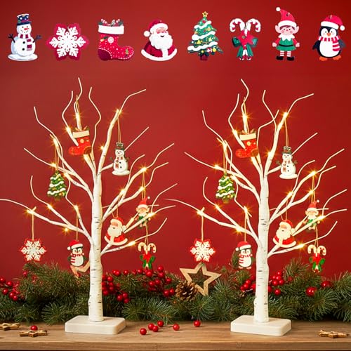 Lighted Birch Tree with Ornaments (2 Count)