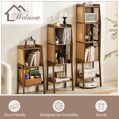 Bamboo Rattan Bookcase with Cabinet (3 Count)