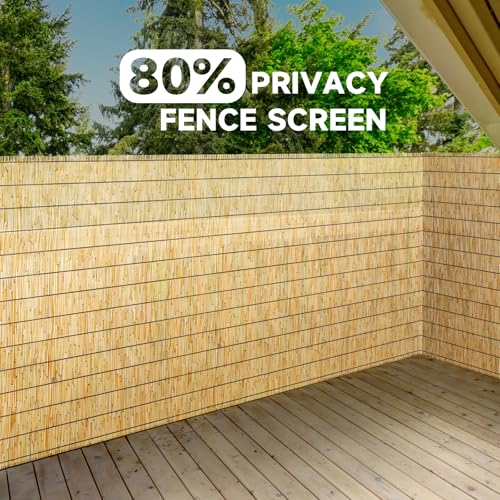 Reed Fencing Rolls Natural Bamboo Fence 4 Feet High Privacy Screen Curtains Fence for Balcony Patio Garden Backyard Shades Outdoor 4FT X 16.4FT (Yellow) (65.6 Sq Ft)