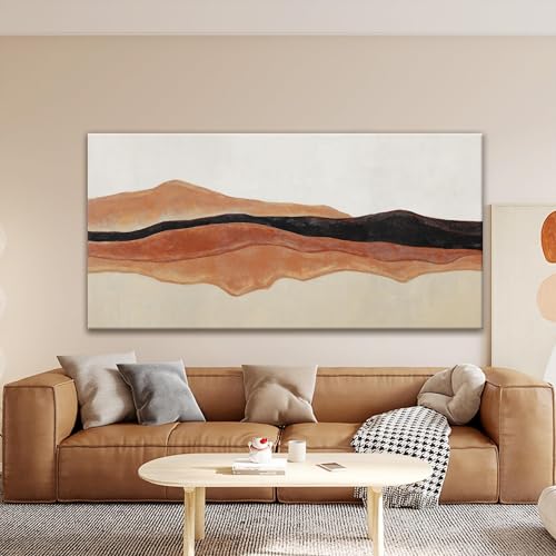 Large Red Brown White Abstract Wall Art For Living Room Decor 29" × 58"