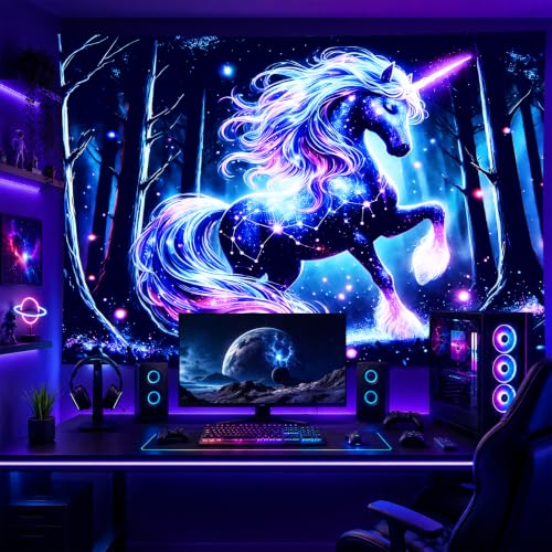 Blacklight Tapestry Fluorescent Glow UV Backdrop 78 x 59 Inch