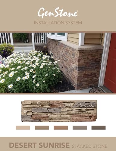 Faux Stacked Stone Outside Corner Ledger 14" x 2" x 3.5" in Desert Sunrise Color for Do It Yourself Friendly Home Improvement Projects