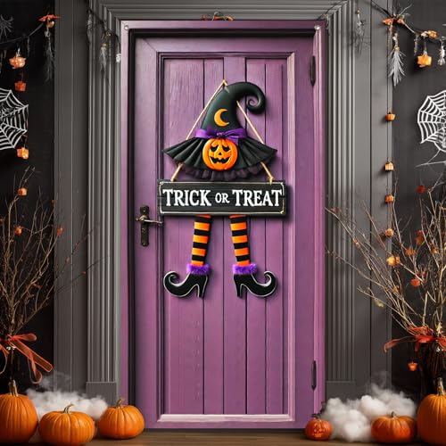 Halloween Door Cover Trick Treat Striped 35x71 Inch Polyester
