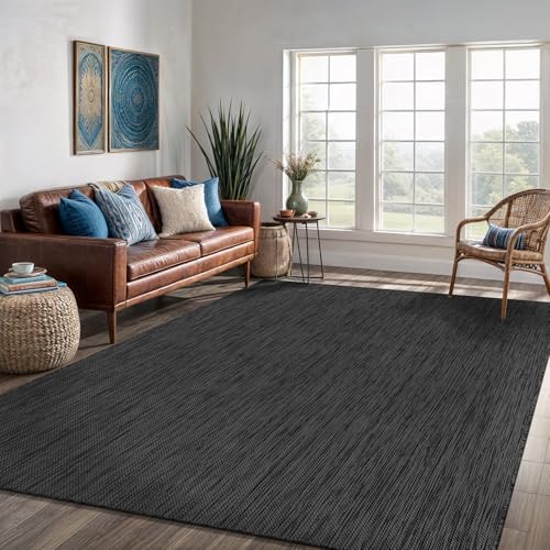Washable Indoor Outdoor Rug 5x7 Weather Resistant Area Rugs Modern Solid for Porch Deck Balcony Backyard Patio Outside Carpet