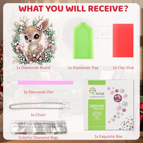 Christmas Deer Diamond Art Hanging Kits for Adult