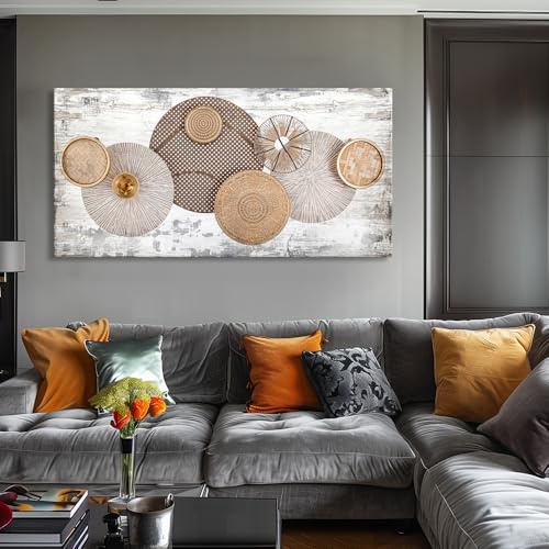 Wall Art Floral Rustic Wall Decor Yellow and White Canvas Painting Abstract Wall Art for Bedroom Living Room Dining Room Home Office Decor 79"x40"