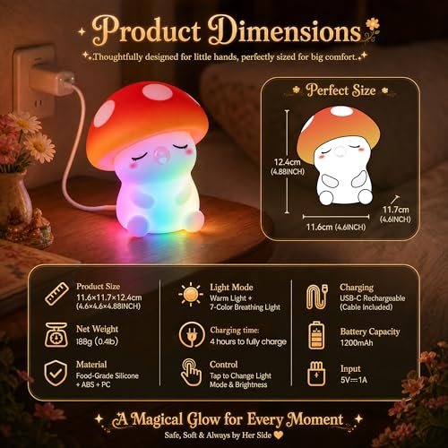 Mushroom Night Light for Kids