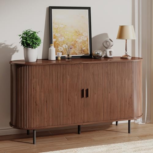 55" Fluted Buffet Sideboard Cabinet with Sliding Door
