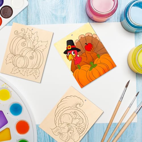 10PCS Large Thanksgiving Unfinished Wood Crafts to Paint for Adults