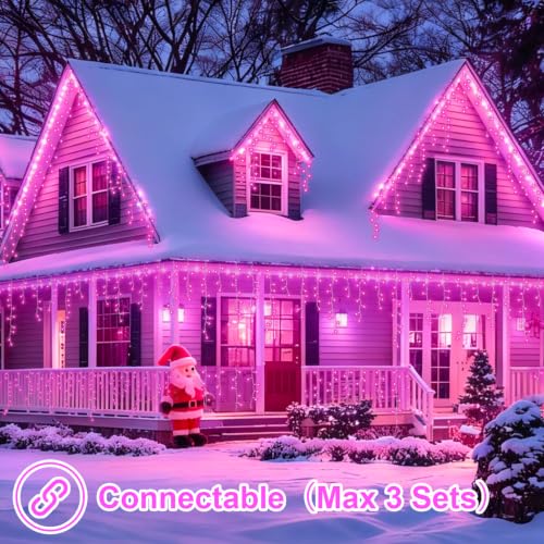 33ft 400 LED Pink Icicle Lights (33 Foot)