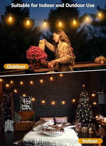 LED Outdoor String Lights for Patio 100FT with 32 Shatterproof S14 Vintage Edison Bulbs (32 Count)