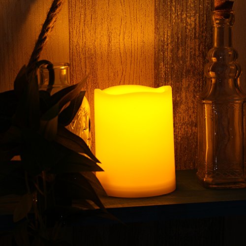 Outdoor Battery Operated Flameless LED Candles with Timer D3”xH4” 2 PCS (2 Count)
