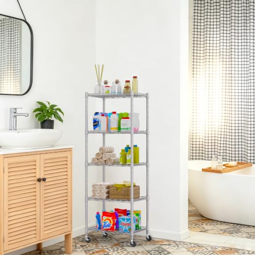 5 Wire Shelving Metal Storage Rack Adjustable Shelves