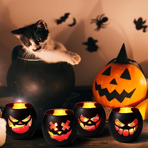 Jack O Lantern Votive Candle Holders for Indoor Outoddr Halloween Decor (6 Count)