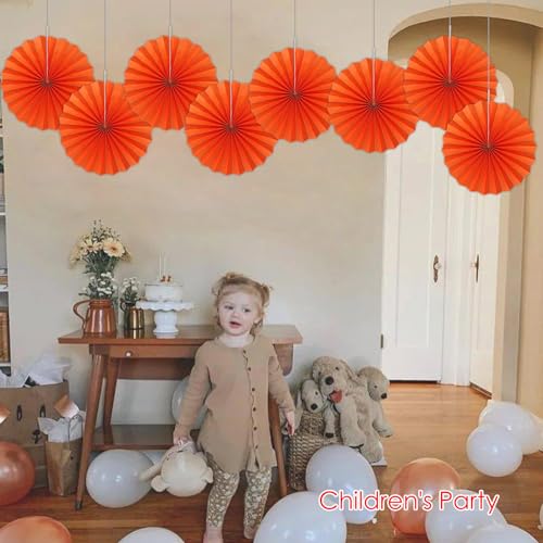 Orange Birthday Decorations DIY Orange Paper Fans Hanging Decoration 12in (30 Count)