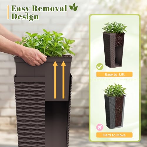 24" Front Porch Resin Rattan Tall Planters 2 Pack (2 Count)