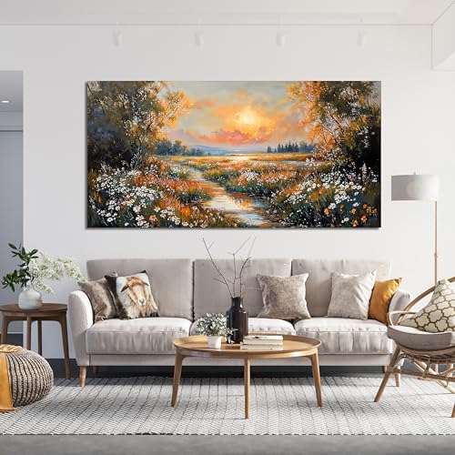 Vintage Wildflower Wall Art Prints for Living Room Nature Wall Art 24"x48"