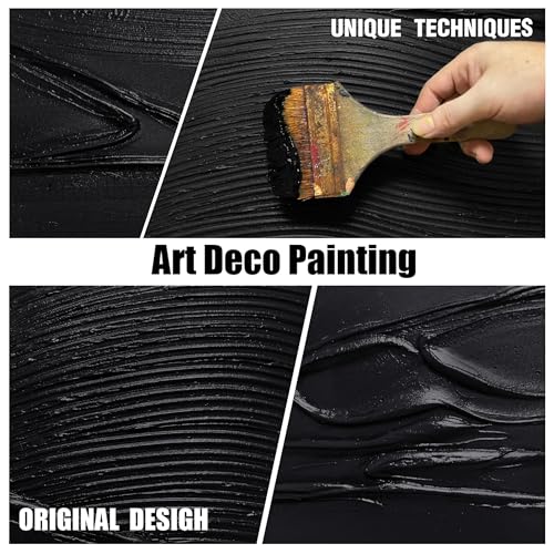 3D Painting Wall Art for Living Room Black Abstract Wall Decor for Office Extra Large Wall Art for Dining Room 40 x 80 Inch