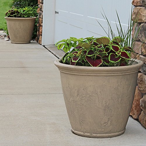 Sunnydaze Anjelica 24'' Large Plastic Planter Pot for Plants (2 Count)