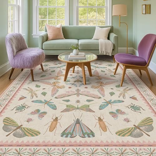Butterfly Area Rugs 5x7 for Baby Nursery (35 Sq Ft)