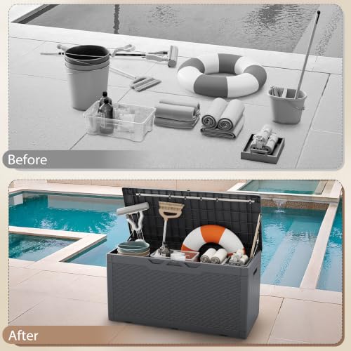 100 Gallon Deck Box Waterproof Outdoor Storage Box with Cushion