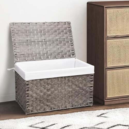 Large Wicker Storage Basket with Lid