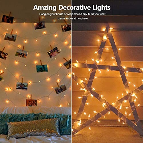 2 Pack 50 Count 10FT Christmas String Lights Clear Warm White Mini Lights