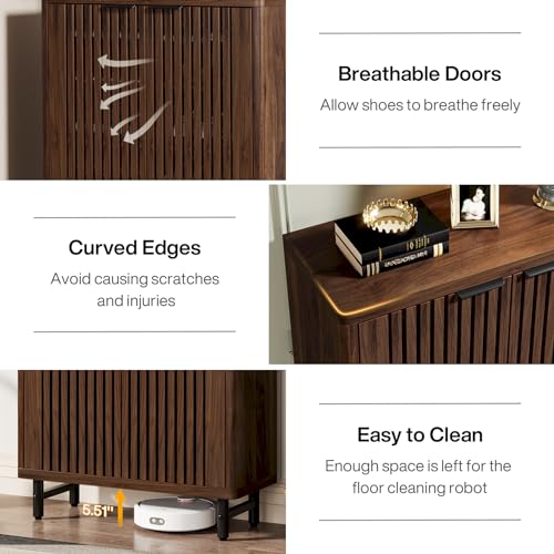 Farmhouse Shoe Cabinet with Shutter Doors