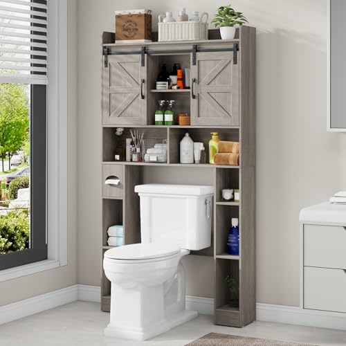 Over The Toilet Cabinet with Sliding Doors