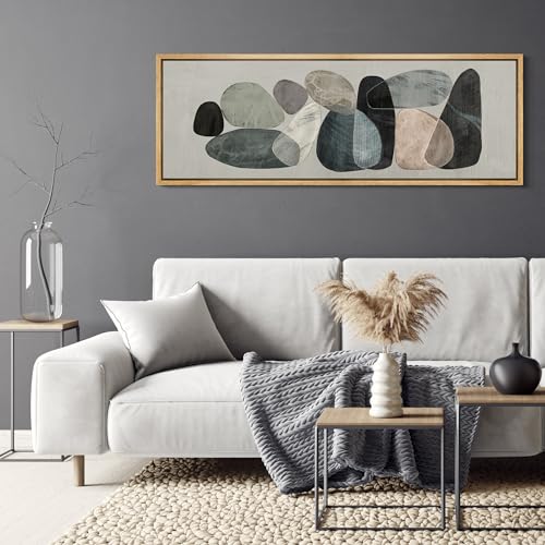 Large Framed Canvas Print Wall Art Abstract Elegance Contemporary Stone Shapes Illustrations Antique Retro Fine Art Illustrations Decorative Colorful for Bedroom
