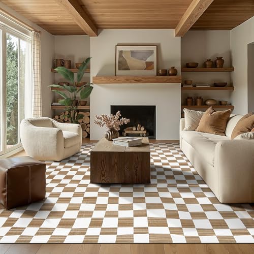 8x10 Area Rug Washable Modern Checkered Rug for Kids Room (80 Sq Ft)