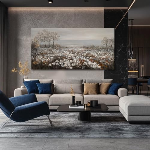 Wildflower Wall Art Rustic Farmhouse Wall Decor Countryside Canvas Prints for Bedroom Large Landscape Painting for Living Room Hallway Decor 29x58 Inch