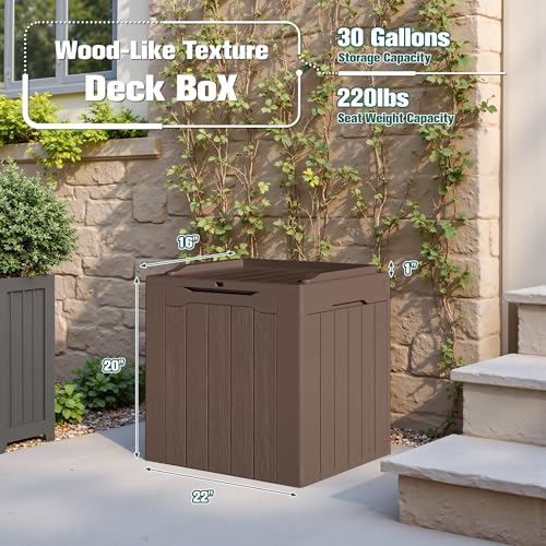 30 Gallon Resin Deck Box 2 Pack Outdoor Indoor Waterproof Storage Box for Patio Furniture Pool Accessories Storage for Cushion Garden Tools