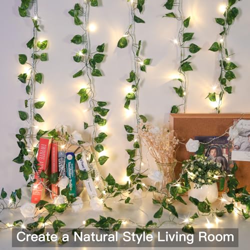 33FT 100 LED Pothos Vine with Fairy Lights Plug in Clear Wire
