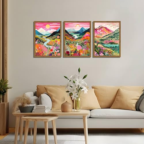 Boho Colorful Mountain Wall Art Set of 3 (3 Count)