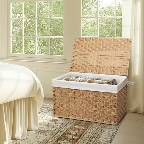 Large Wicker Storage Basket with Lid