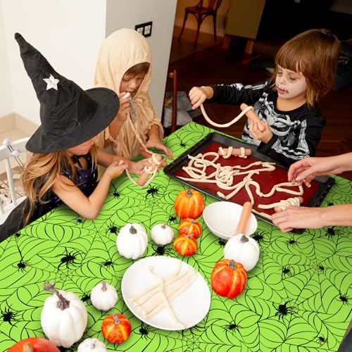 8 Pcs Halloween Plastic Tablecloths Colored Spider Web Disposable Table Cover Spiderweb Rectangle Table Cloth for Trick or Treat Holiday Party Decor (8 Count)