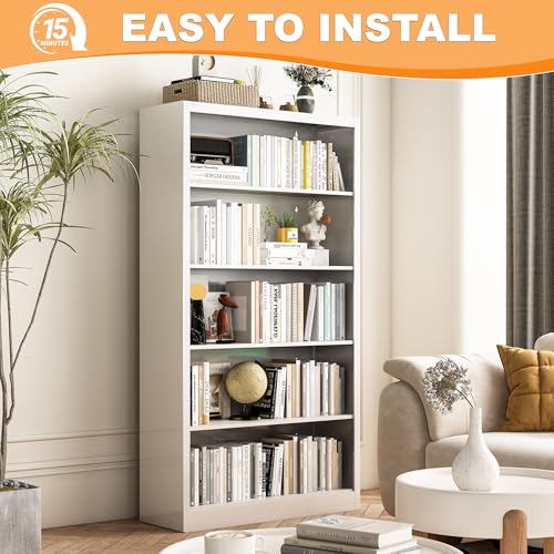 55” White Bookshelf (5 Count)