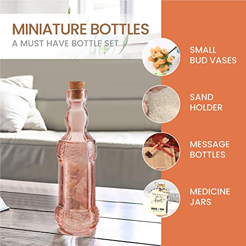 Small MIni Reddish Vintage Glass Bottles with Corks (12 Count)