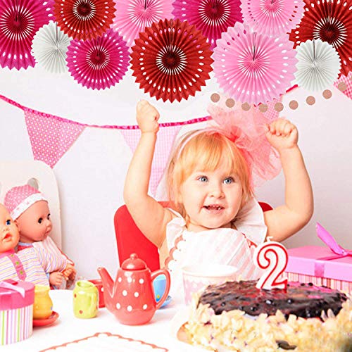 Honeycomb Round Paper Fans Red Pink Mix Hanging Party Decoration (9 Count)
