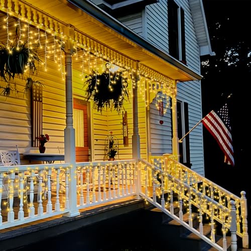 Warm White Icicle Lights for Outside (66 Foot)